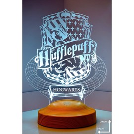 Sentidos 3D LED Night Light, Lamp, Boys’, Children’s Gifts, Birthday Gifts, Christening Gift, Desk, Bedroom Lamp, Hufflepuff