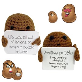 Exbrith Positive Potato, Creative Knitted Wool Potato Doll, Gifts for Women, Funny Gift for Boyfriend, Girlfriend, Family, Boyfriend, Patient, Birthday Gift Party, Pack of 2