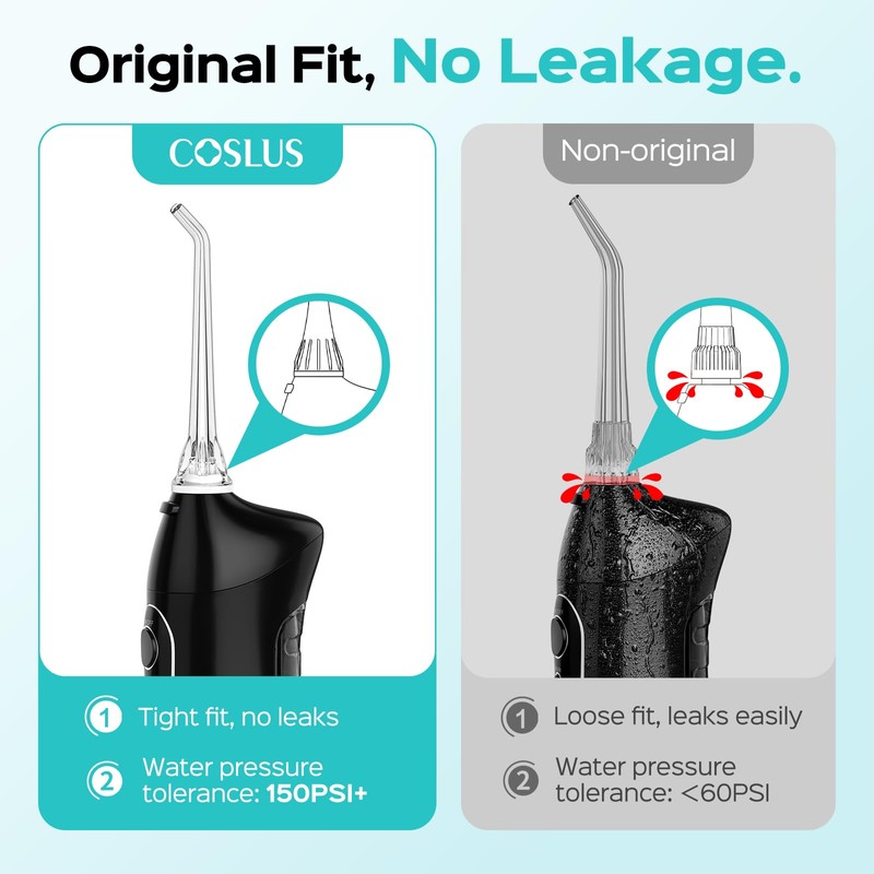 COSLUS Original Water Flosser Replacement Tips: Replacement Heads Compatible with