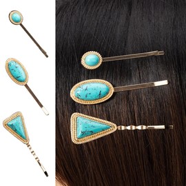 Concho Metal Hair Clips Turquoise Metal Hairpin Western Concho Squash Blossom Hair Clips BW37 (Gold-A2)
