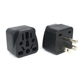 2-Pack ALINNA US Travel Plug Adapter, EU to US Plug Adapter, Universal EU UK AU CN JP to USA (Type B), Grounded 3 Prong USA Wall Plug Adaptor Outlet Power Converter (Black)