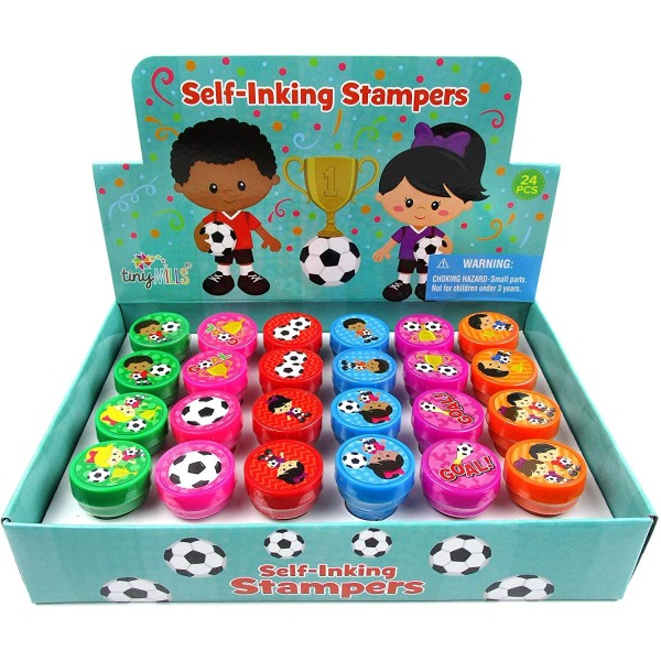TINYMILLS 24 Pcs Soccer Stampers for Kids Party Favor Goodie