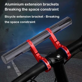 Ezweiji Bicycle Handlebar Extension, Diameter of 25.4-31.8 mm Bicycle Handlebar Extension with Two Handlebar Mounts Holder for Torch Smartphones GPS Devices (Carbon Fibre Textured Red)