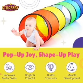 Kiddey Kids Play Tunnel Set for Toddlers Double Tunnels for Indoor and Outdoor Fun | Pop-Up Crawl Tunnels for Babies, Toddlers, and Pets | Easy to Set Up, Store, and Transport | Durable and Breathable
