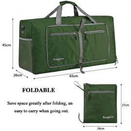 ehsbuy 60L Travel Bag Large Foldable Sports Bag Men Women with Shoe Compartment Pockets Waterproof Sauna Bag Travel Bag for Sports Holiday Gym Overnight, Army Green