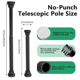 Roucerlin 2 Pieces 12.9"-20.6" Small Tension Rod, Adjustable Spring Loaded Shower Curtain Rod, No Drilling Window Tension Rod for Closet Cabinets Cupboard (Black)