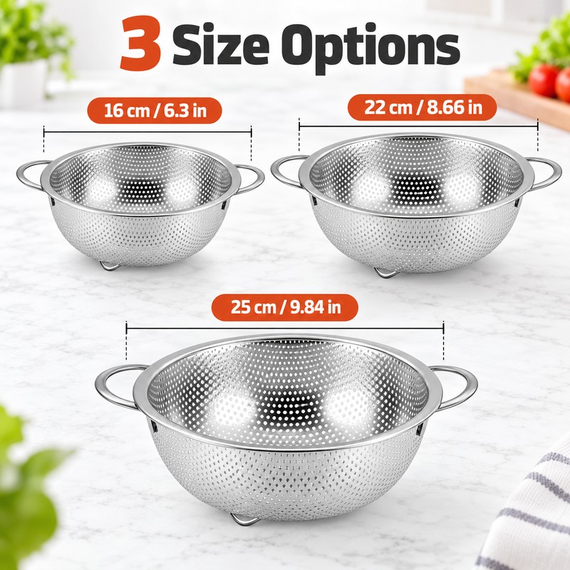 Stainless Steel Colander for Washing Vegetables & Draining Pasta –