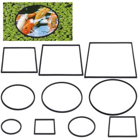 Isslly 10pcs Aquarium Floating Plant Corral, Oval & Square Fish Feeding Rings, Mix Sizes Fish Tank Accessories for Betta Goldfish Turtle- Black