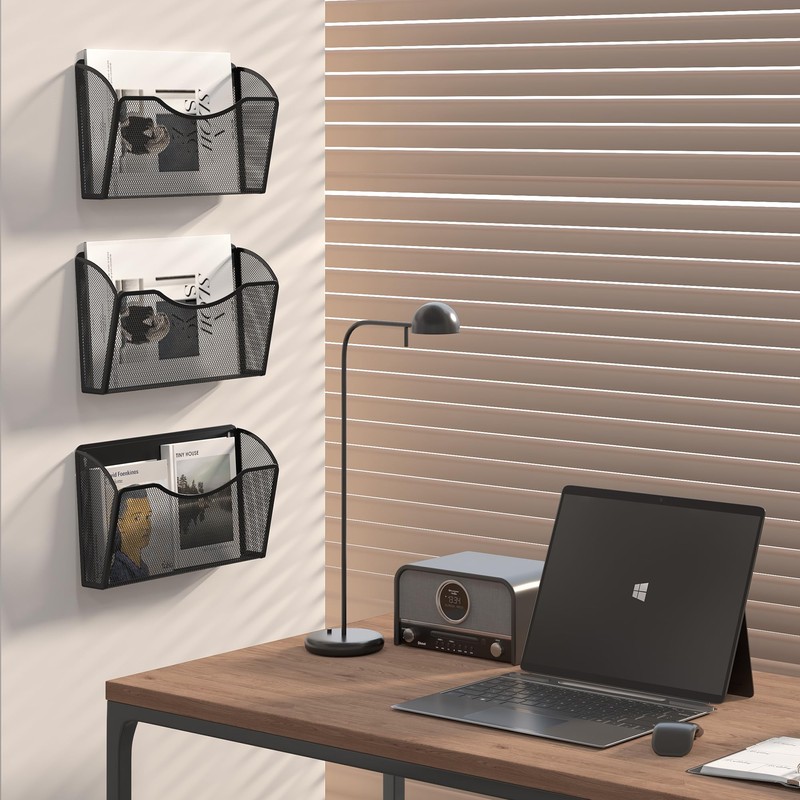 EasyPAG 3 Pack Mesh Wall File Organizer | Vertical Mounted