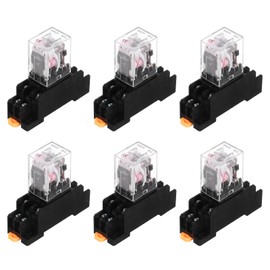 MECCANIXITY 6Pcs AC 110V Electromagnetic Power Relay, 8-Pin 5A Power Coil Relay with LED Indicator and Socket Base DPDT 2NO 2NC - MY2NJ for Industrial, Home Appliances and DIN Rail System