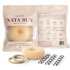 Nata Bun, creador de moños para mujer – Set de peinado voluminizador con horquillas en espiral para cabello fino y grueso | Peinado seguro en segundos