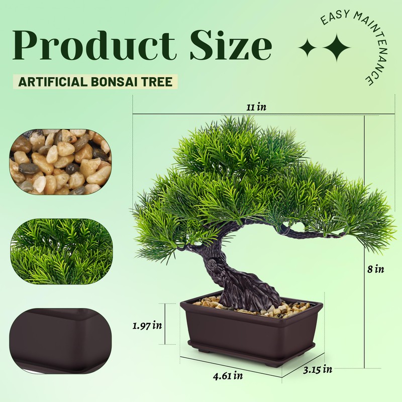 Der Rose 8'' Artificial Bonsai Tree Small Fake Potted Plants