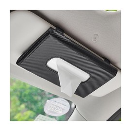 Suvnie Car Tissue Holder, Leather Auto Sun Visor Napkin Holder Mask Dispenser, Universal Vehicle Tissue Case Holder for Visor & Backseat, Interior Car Accessories for SUV Truck (Black, Carbon Fiber)