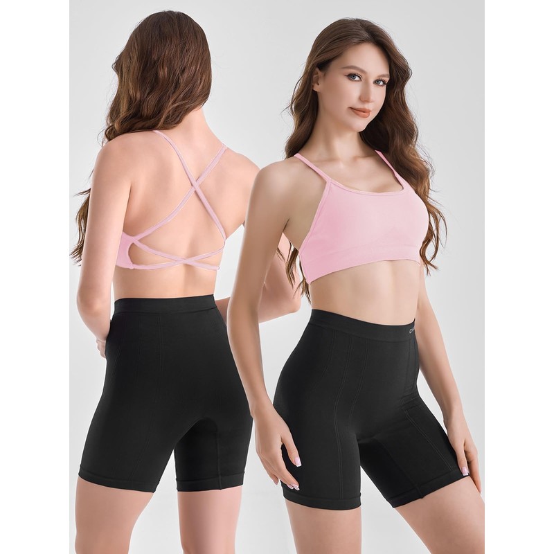 Channo Women's Nylon Sports Bra - Removable Padding Cross Back