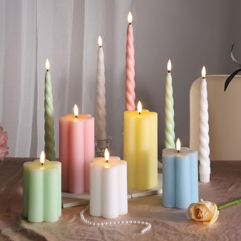 Girimax Pink Flameless Pillar Candles with Remote, Flickering LED Wax