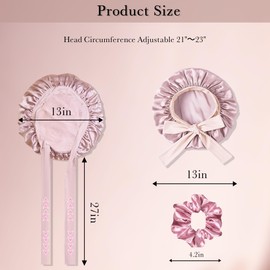 Chloven Mulberry Silk Bonnet for Sleeping Women - Larger Double Layer Silk Hair Wrap Bonnet for Curly Short Long Hair with Tie Band Non-Slip Sleep Cap Stay On Head Pink