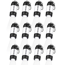 Mudder 12 Pieces Mini Keychain Flashlight Bulk Plastic Small Flashlights Handheld LED USB Rechargeable Waterproof Flashlight Pocket Tiny Torch for Emergency Camping Hiking Favor(White Light in White)