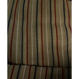 Cranston VTG  Semi Sheer Red White & Blue Stripes on Beige Organdy BTHY