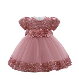 Puffy Multi-Layer Tulle Flower Girl Dress 2t 3t Short Sleeve Special Occasions Birthday Party Ceremony Wedding Pageant Dance Gown (2-3 Years, Light Dusty Pink)