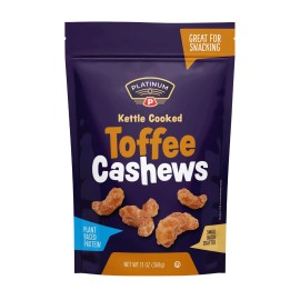 Platinum Toffee Coated Cashews Gourmet Snack 13 Ounce Resealable Pouch Delicious Treat