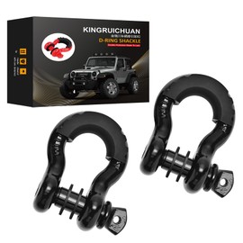 Generic D Ring Shackle 3/4 inch, 41,887 lbs Break Strength, 7/8 inch Screw Pin, Shackle Isolator Washers, 2 Pack, Frosted Black, for Tow Strap, Winch, Off Road Vehicle Recovery (BLACK), mppxk0001a