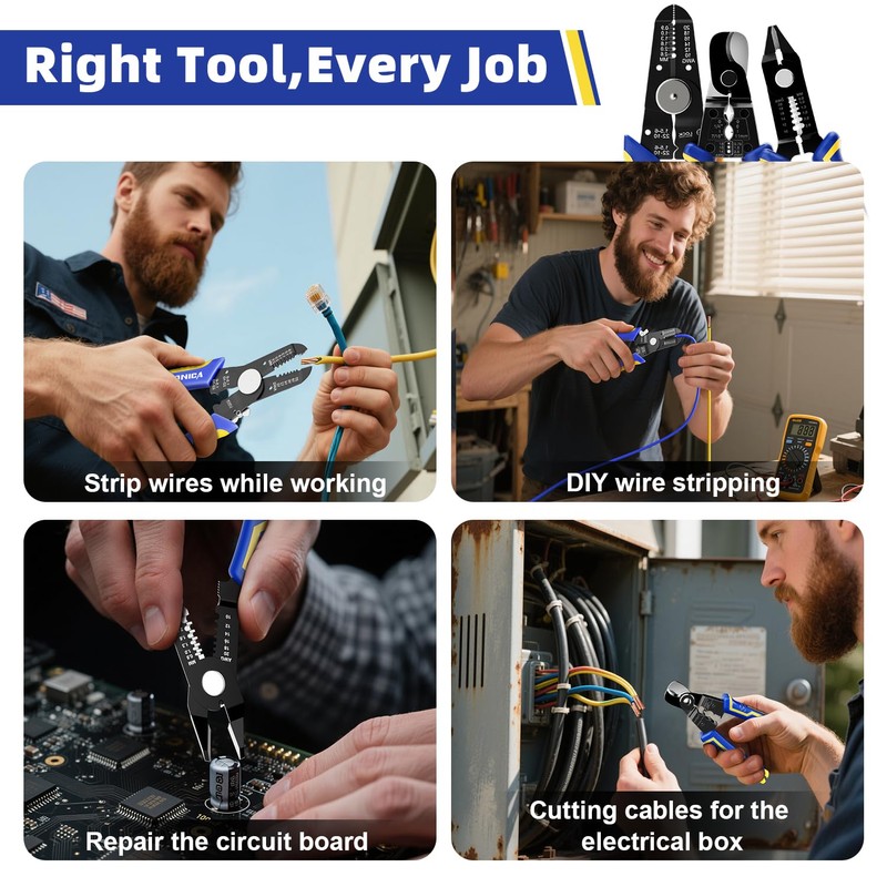 haisstronica Wire Stripper Tools Set for DIY,10-20AWG,3 Pack Manual Wire