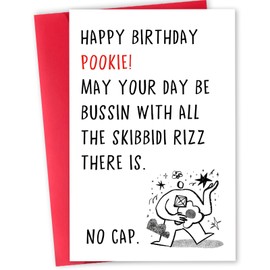 Beixian Funny Birthday Card for Teen Slang, Happy Birthday Pookie Bussin Bulk Greeting Cards for Him Her, Of fashion Birthday Card Gifts Idea for Kids Boys Girls Friends