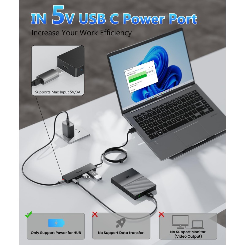 Aceele Hub USB, Adaptador USB con 4 Puertos, 2 USB