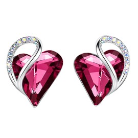 Leafael Birthstone Heart Earrings for Women | Unique Birthstone Earrings With Healing Crystals | Allergy-Free Earrings for Women with Gift Box Included