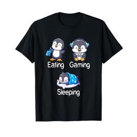 Eating Gaming Sleeping Gamer Penguin T-Shirt