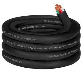 10/4 Wire 10AWG SJOOW Portable Power Cable Cord,300V 10 Gauge 4 Conductor SJOOW Cable Extension Cord for Welder Machine,Generator,Portable Light,EV Car Charger,Motor Lead, Industrial Outdoor Use-25ft