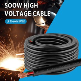 YDDECW 25ft 12/4 12 AWG Portable Power Cable (4 Conductor) - SOOW 600V 12 Gauge Electric Wire for Motor Leads, Portable Lights, Battery Chargers and Machinery - 4 Conductor - 25 Feet Electrical Cord