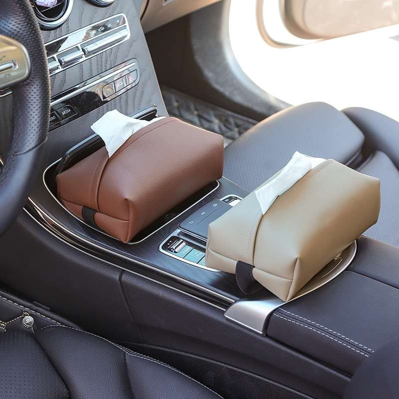 Genuine Leather Car Tissue Case Car Tissue Holder Sun Visor