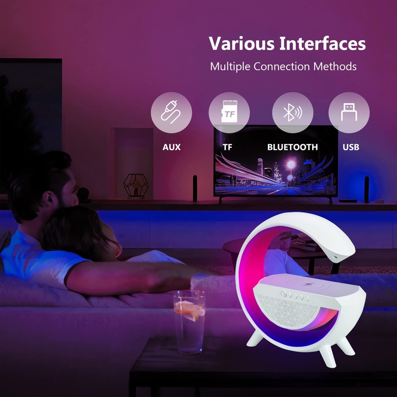 LED Table Lamp with Wireless Charger, RGB Color Changing Ambient