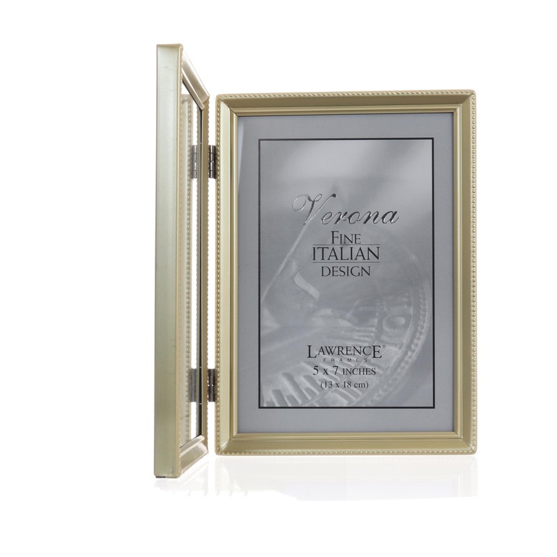 Lawrence Frames Bead Border Design, 5x7 Double, Satin Gold