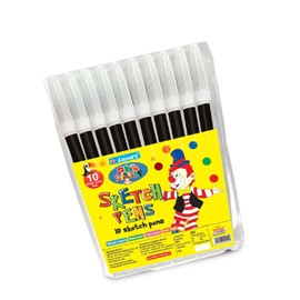 Luxor Felt Tip Colouring Pens for Adults & Kids, BLACK, Pack of 10, Single Colour Fine Tip Pens, Colour Sketch Draw Write, School Office Home Use