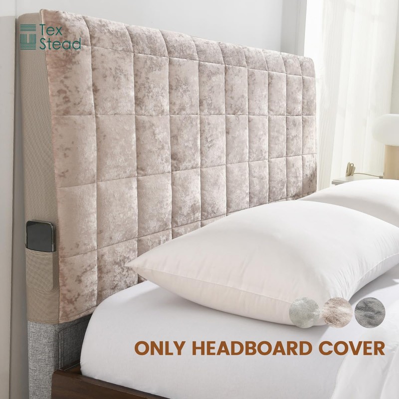 Headboard Cover Bed - Thickened Soft Stretch Slipcover Flannel Fabric,