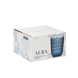 Double Old Fashioned Glasses Beverage Glass Cup Alba by Godinger – Blue – Set of 4