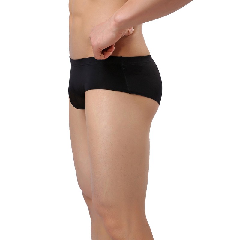 YATEEN Mens Traceless Underwear Ice Silk Briefs 4-pack Black Large