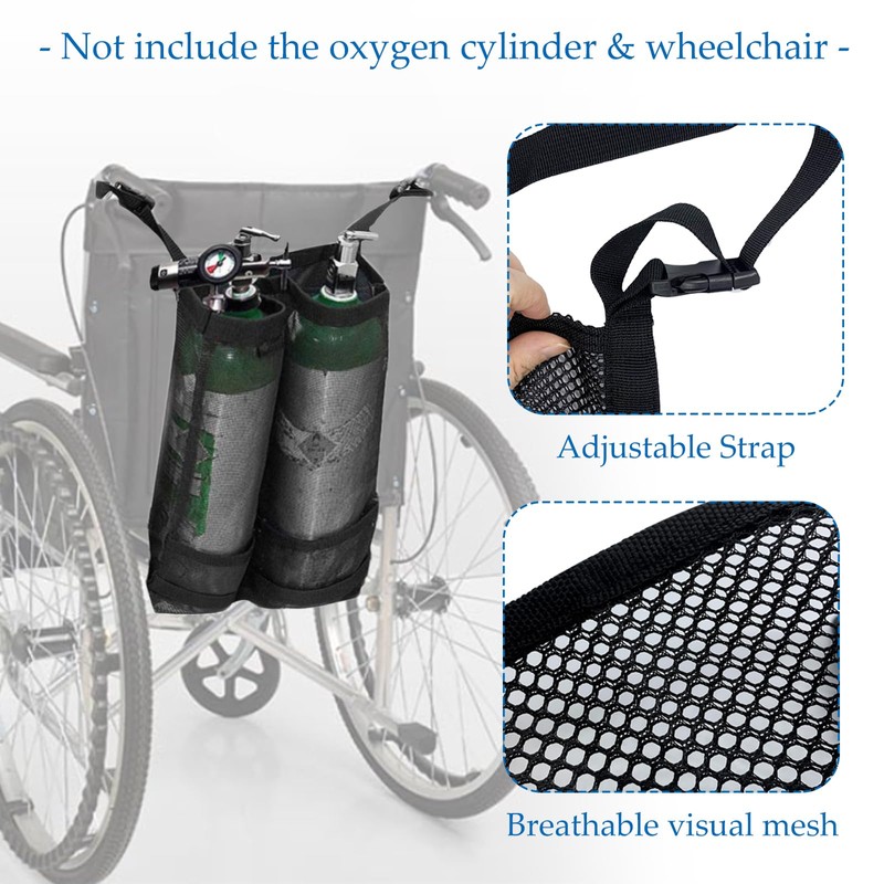 Mediss Wheelchair Dual Oxygen Tank Holder - O2 Cylinder Carrier