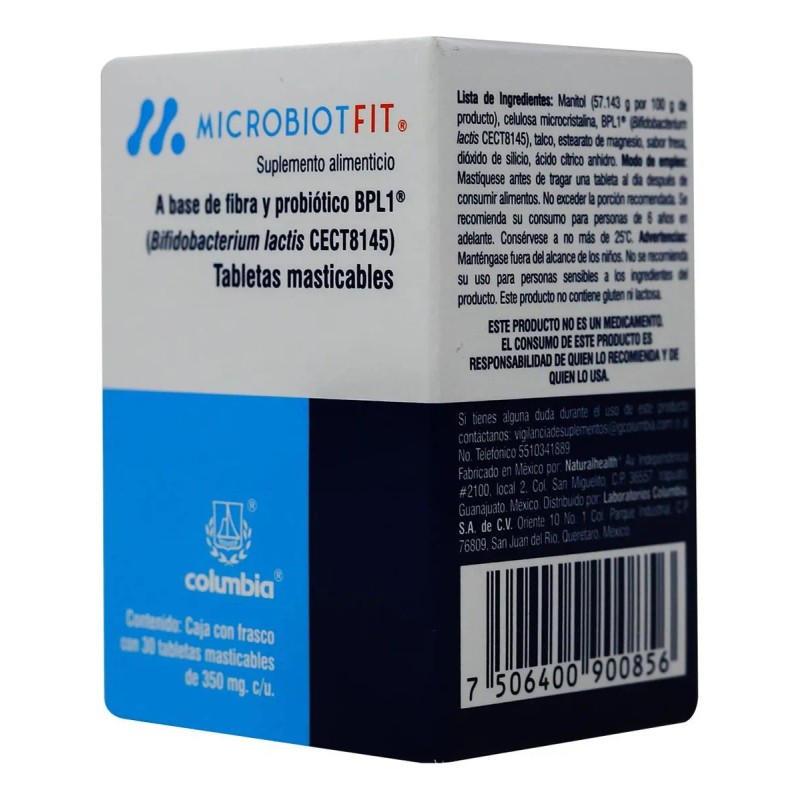 Microbiot Fit 30 Tabletas Masticables Sabor Sin Sabor