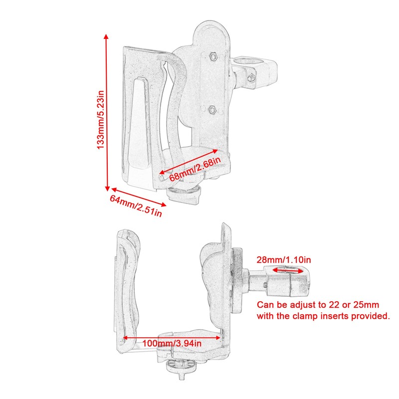 Motorcycle Cup Holder, Adjustable Water Drink Bottle for ATV UTV