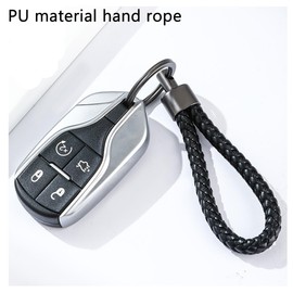 SEABABOO 2 x Braided Leather Key Rings for Car Men and Women Braided Leather with Alloy Ring Coffee and Black Pendant for Motorcycle, Car and Home Woven Keyring Black + Red, Black, S