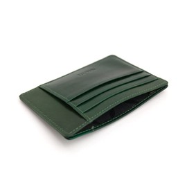 Giudi Card Holder Men's Leather Small Mini Wallet Genuine Leather Cowhide Landscape Format Wallet, Green, Classic