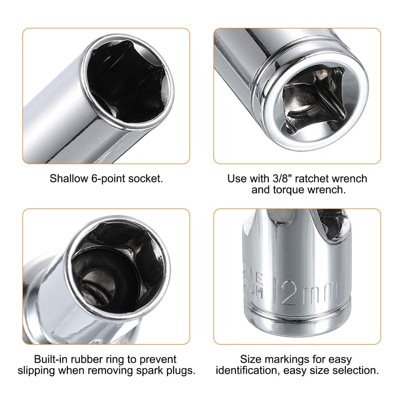 sourcing map 3/8" Drive Universal Joint Socket 12mm CR-V Metric