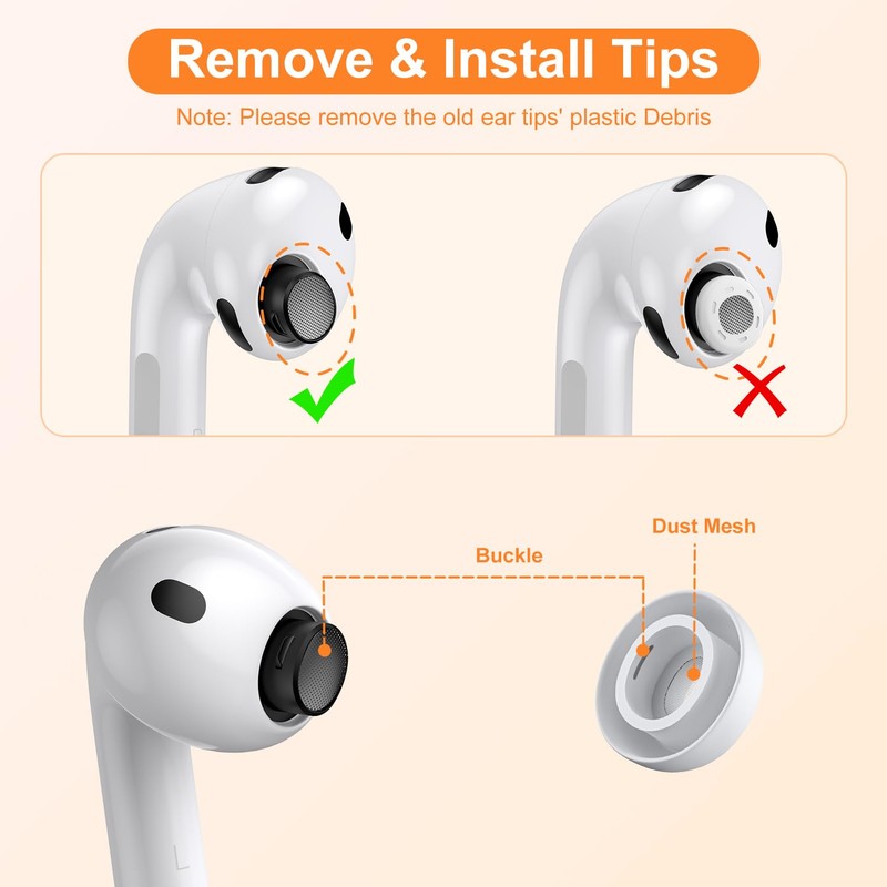 5 Pairs Replacement Ear Tips for AirPods Pro 3 Silicon