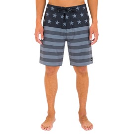 Hurley Men's Printed 20" Stretch Board Shorts, Black Combo, 34