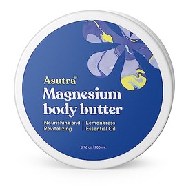 ASUTRA- Loción corporal con manteca de magnesio, 6,76 oz, humectante calmante con manteca de karité y aceite de almendras, calidad premium