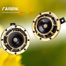 FARBIN Truck Horn 12v Loud Metal Twin Disc Electric Horns Kit for Car Motorcycle