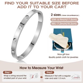 LUCSIS Hinge Bangle Bracelet Stainless Steel 18K Gold Plated with Love 5A Grade Cubic Zirconia, Friendship Love Bracelet Jewelry gifts for women